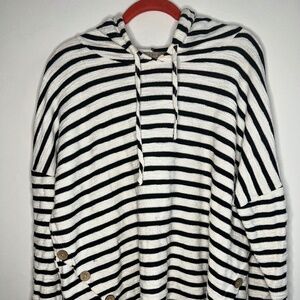 Black/White Stripped Hooded Sweater